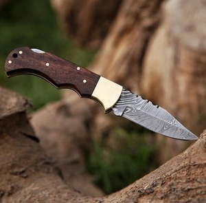 Cuchillo Plegable de Bolsillo de Acero de Damasco de Grado Industrial BA Enterprises, Longitud Personalizable, 1 Año de Garantía - Regalo para Bodas - Product Image 6