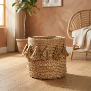Handwoven Jute Planter Pot Storage <b>Basket</b> <b>for</b> Indoor Plants, Home Decor, Woven <b>Flower</b> Pot Cover, Natural Organizer - Product Image 5
