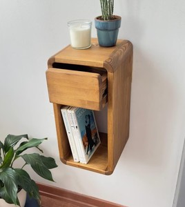 Minimalist Eco-Friendly Durable Wood Wall Mounted Nightstand 1 Drawer Storage Modern Bedroom Furniture Dining Hotel Living Room - Product Image 4