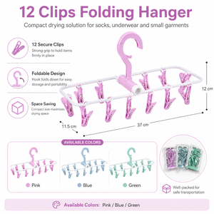 Space Saving Drying Rack Foldable Clothes Airer with Clips <b>Hook</b> Hanging Drying <b>Shelf</b> for Socks Baby Clothes Towels - Product Image 2