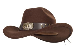 Chapeau de cowboy occidental pour hommes et femmes, chapeau Fedora classique à enrouler avec ceinture à boucle, vente en gros OEM - Product Image 2