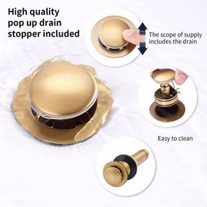 Rubinetto da Bagno Oro Spazzolato da 4 Pollici con 2 Maniglie, Miscelatore e Scarico Pop-up, Rubinetteria per Lavabo con Tubi di Alimentazione - Product Image 4