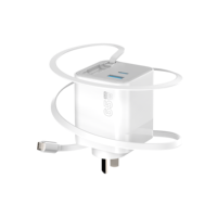 Chargeur GaN SAA 65W avec prise AU, câble Type-C rétractable intégré, chargeur rapide PD 2 ports, adaptateur de chargeur mural portable pour voyage