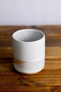 Modern Ceramic Utensil Holder Dual Tone Matte Glaze Compact Design High <b>Fired</b> Durable Kitchen Countertop Storage Organizer - Product Image 2