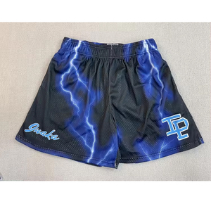 Shorts de sport décontractés pour hommes, imprimé rose par sublimation, en mesh, tie-dye, avec poches - Product Image 2