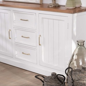 Vandana Crystal Texture White acacia <b>sideboard</b> 165cm with natural Trégastel top - Product Image 3