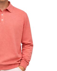 Sudadera Polo Personalizada para Hombre, Color Rosa Coral, Manga Larga, Mezcla de Algodón Suave, Estilo Casual, Cuello Clásico, Ropa de Invierno, Fabricante - Product Image 3