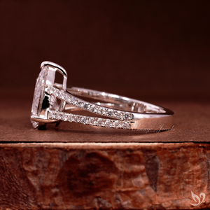 2CT Pear Lab Diamond <b>Ring</b> Dual Pave <b>Split</b> Band 10K White Gold IGI Certified Bridal Engagement <b>Ring</b> - Product Image 3