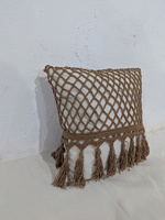 Coussin décoratif pour la maison, style bohème, motif géométrique tricoté à la main, taie d'oreiller carrée pour plus de confort