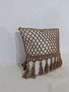Funda de cojín cuadrada de punto hecho a mano con patrón geométrico estilo bohemio para decoración del hogar, para mayor comodidad - Product Image 2