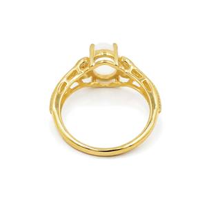 Bague de mariage classique en argent sterling 925 plaqué or et rhodium, avec cabochon ovale en pierre de lune africaine et gravure en forme de cœur - Product Image 4