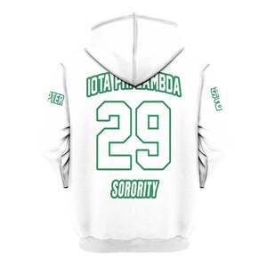 Sudadera con Capucha de la Hermandad Iota Phi Lambda, Blanca y Verde Esmeralda, Personalizada con el Capítulo 1929, Sudadera de Felpa para Mujer con Letras Griegas - Product Image 6