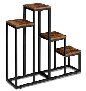 Modern Minimalist Planter stand with wooden Tops <b>Aluminium</b> Frame Living Room Furniture for home hotel restaurants - Product Image 3