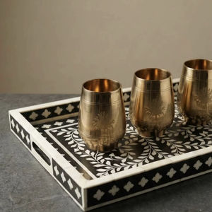 Plateau Feng Shui de Luxe Fait Main Écologique avec Incrustations en Os – Design Décoratif Élégant, Qualité Supérieure pour la Maison et la Cuisine (Idéal pour Servir) - Product Image 1