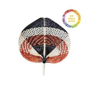 Abanico de mano tradicional OEM de bambú tejido a mano con hoja de palma, a granel, para eventos al aire libre y recuerdos de boda, exportador, fabricante de Vietnam - Product Image 2