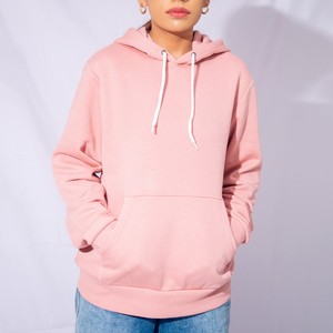 Sudadera con Capucha Unisex Rosa Elegante, Sudadera de Felpa, Corte Regular, Diseño de Bolsillo de Color Sólido, Ropa Casual de Otoño, Sudadera Tejida - Product Image 4