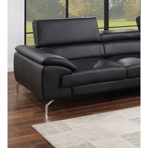 Divano sezionale in ecopelle nera 2 pz Set Chaise destra e sinistra con gambe in metallo divano rivolto verso destra - Product Image 3