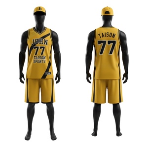 Uniforme de Baloncesto Premium para Hombre, Malla de Poliéster de 180 GSM, Amarillo y Negro, Transpirable, Conjunto de Camiseta y Pantalones Cortos con Logotipo Sublimado Personalizado - Product Image 1