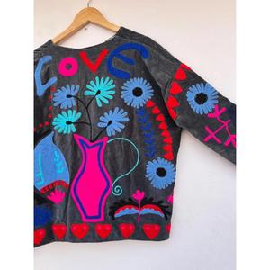 เสื้อแจ็กเก็ตกำมะหยี่ suzani ปักลายดอกไม้สไตล์โบฮีเมียนใส่สบายผ้าฝ้ายถักให้เป็นของขวัญในฤดูหนาวของเธอ - Product Image 4