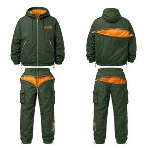 Conjunto Personalizado ZAINI para Hombre, Chaqueta Cortavientos Transpirable de Invierno, 300g, Tejido de Poliéster/Nailon, con Capucha, Estilo Casual, Paneles en Rosa y Verde - Product Image 1