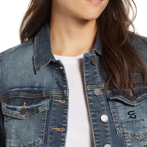 Chaqueta vaquera de algodón para mujer, estilo vintage, con botones frontales, fabricante mayorista para colecciones de moda otoñal y ropa casual 2026 - Product Image 4