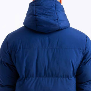 Chaqueta Acolchada Azul con Capucha para Hombre, Cortavientos, Rellena de Plumón, Abrigo Casual de Invierno, Corte Regular, Cierre de Cremallera, Color Sólido, Gruesa y Aislada - Product Image 4