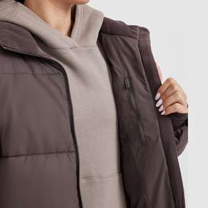 Chaqueta Acolchada de Plumón para Mujer, Color Sólido, Corte Ajustado, Diseño Liso, Nueva Colección, Mangas Largas - Product Image 3