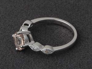 แหวนมอร์แกไนต์เงินแท้ ทรงกลม พลอยมอร์แกไนต์สีชมพู แหวนหมั้น เครื่องประดับชั้นดีสำหรับผู้หญิง - Product Image 3