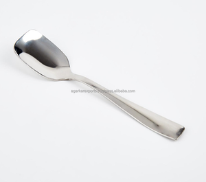 Cuillère à dessert en acier inoxydable de luxe en gros |   Couverts polis miroir à bords lisses - Product Image 2