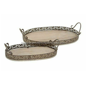 Galvanized <b>Tray</b> Round Shaped Metal Embossed Galvanized Finished Serving <b>Tray</b> Decorative Handmade <b>Tray</b> - Product Image 4