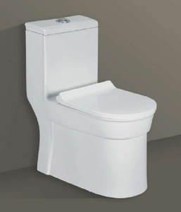 Inodoro de una pieza LEXO-5015 para uso en villas modernas, baños escolares y hoteles, con descarga por arrastre y sifón en P alargado. - Product Image 3