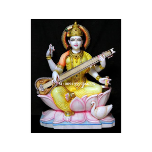 Hermosas estatuas Maa Saraswati Ji de mármol blanco natural hechas a mano en presupuesto de bajo precio con estatuas de diosa de mármol de alta calidad - Product Image 3