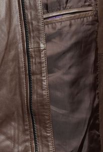 Veste en cuir véritable pour homme, col rabattable, hiver, extérieur, noir uni, haute qualité, mode, chaude et chauffante - Product Image 4