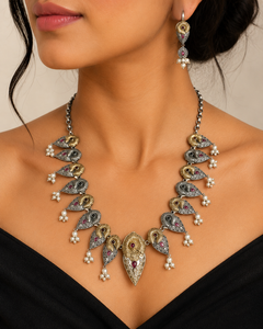 Conjunto de Collar y Pendientes con Diseño Animal Vintage para Mujer, Aleación de Zinc, Baño de Plata Antigua, Engaste de Perlas de Imitación - Product Image 2