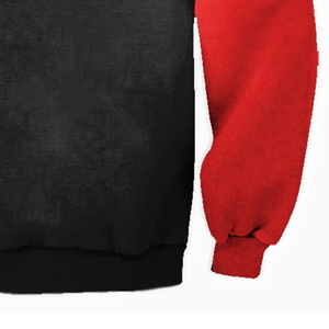 เสื้อสเวตเชิ้ตคอกลมแขนยาวสีดำแดงตัดกันสำหรับผู้ชาย เสื้อสวมหัวลำลองสำหรับฤดูใบไม้ร่วงและฤดูหนาว - Product Image 3