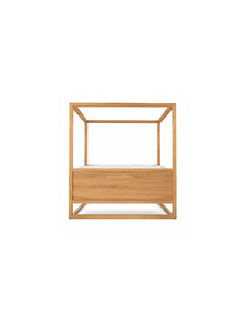 Lit à baldaquin en teck massif de style moderne, de haute qualité, durable, assemblable, meubles de chambre à coucher intérieurs, couleur personnalisée - Product Image 5
