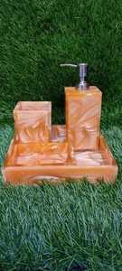 Hotel Bathroom <b>Vanity</b> Set Grey Marble Stone Soap Dispenser Waste Basket Tissue <b>Box</b> Cover Tray For Home Washroom Countertop - Product Image 2