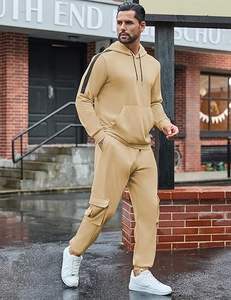 Conjunto deportivo superior para hombre, 2 piezas, sudadera con capucha, pantalón cargo, conjunto para calentamiento, entrenamiento y gimnasio. - Product Image 3