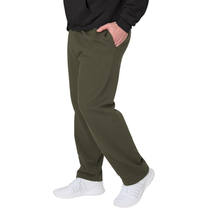 Pantalon de jogging décontracté pour homme en coton vert olive, taille élastique avec cordon de serrage, poches latérales, respirant, poids moyen, idéal pour l'automne - Product Image 2