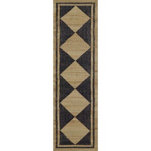 Modern Geometric Jute Hallway <b>Rug</b> Flat Weave <b>Non</b> <b>Slip</b> Eco-Friendly Reversible Low Pile Natural Black Border Design for Home Use - Product Image 4