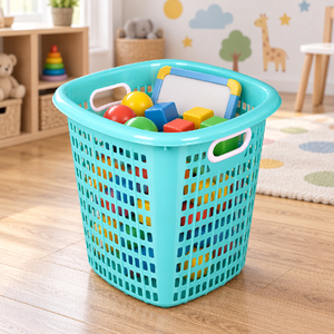 Panier à linge empilable en plastique ventilé, bac de rangement pour vêtements, organisateur de jouets, caisse de rangement pour la maison, la buanderie et les magasins - Product Image 1