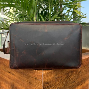 Kit de afeitado de viaje colgante grande al por mayor para hombres Kit Dopp de cuero genuino neceser de cuero de vaca bolsas de cosméticos para mujeres - Product Image 4