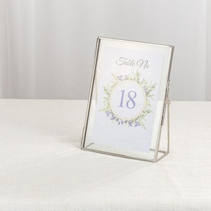Wholesale Tabletop Decorative Silver <b>Metal</b> Double Glass Photo <b>Frame</b> and Table-marker for Weddings - Product Image 5