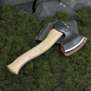 UM STEEL Flat Backed Felling Axe Stainless Steel Blade Wooden Handle Tree Cutting Forestry <b>Tool</b> Industrial Grade 5 Inch Edge - Product Image 2