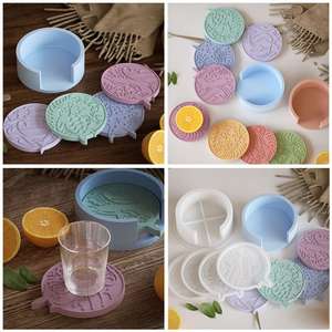 Embossed Printed Coaster Storage Irregular Coaster Set <b>Resin</b> <b>Silicone</b> Mold - Product Image 4