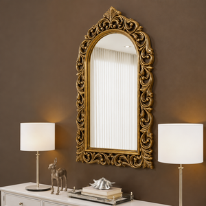 Antique <b>Gold</b> Arched Wall <b>Mirror</b> Ornate Baroque Frame Luxury Decorative <b>Mirror</b> for Living Room Hotel Salon Home Decor - Product Image 2