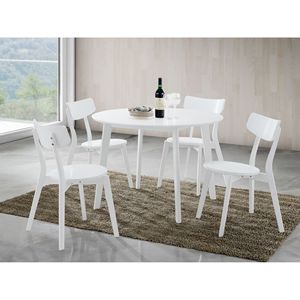Tavolo da Pranzo Rotondo Bianco Contemporaneo Roma, Elegante Set per Sala da Pranzo - Product Image 4