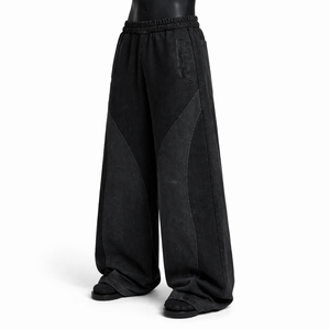 Pantalon de survêtement streetwear en denim de haute qualité, coupe ample, avec empiècements, double taille, dernier design - Product Image 5