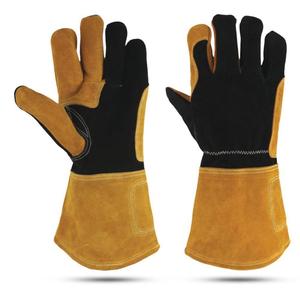Gants de Soudure en Cuir VANTREX INDUSTRIES Respirants, Longueur Coude, Résistants aux Piqûres et Thermiquement Isolants, Jaune et Noir - Product Image 1