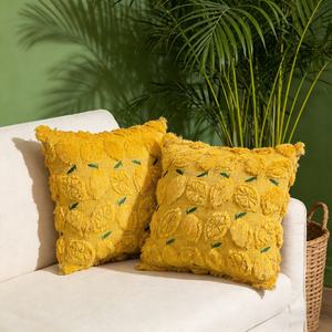 Funda de Cojín Cuadrada Decorativa de Poliéster con Bordado de Limón para Sofá, Cama, Respaldo, Decoración del Hogar, Venta al por Mayor - Product Image 2